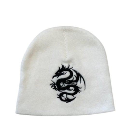 Beanie Hat Dragon Embroidered Beanie Hat Gothic Hat for Men Hat for Women - Picture 3 of 5